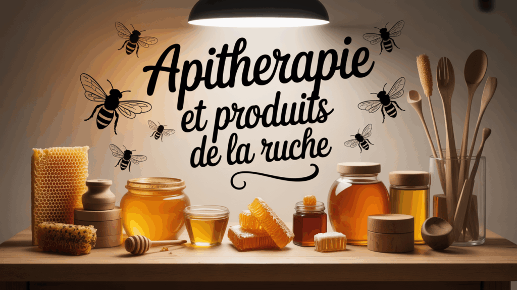 Plateau produits de la ruche, miel, pollen, gelée royale, pour apithérapie minceur