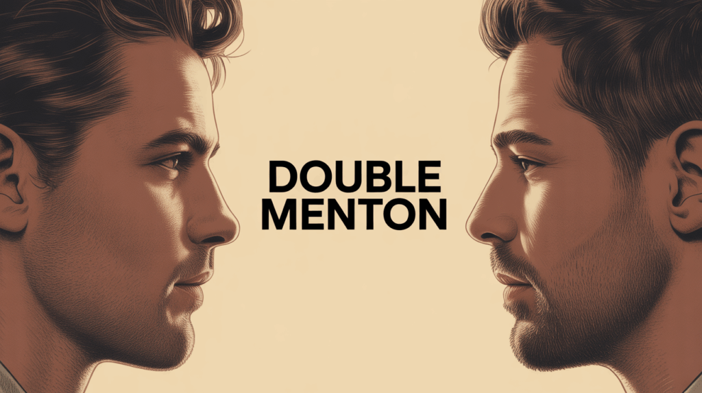 Illustration double menton silhouette visage contour