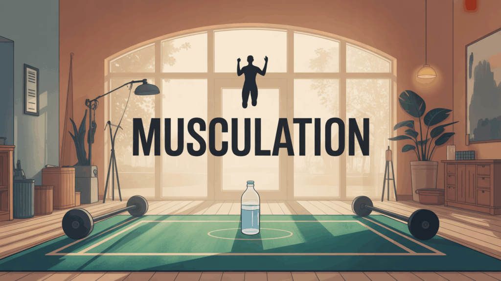 image musculation tapis haltères silhouettes entraînement énergie