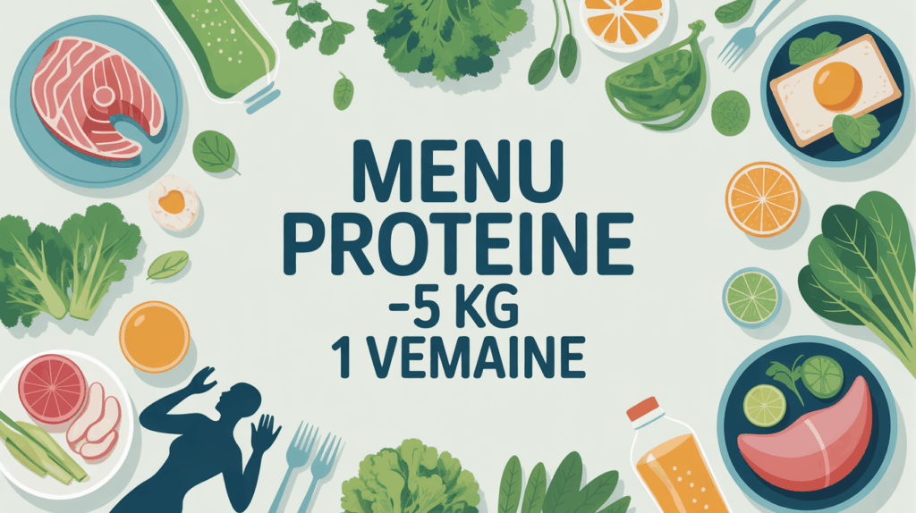 Menu protéiné 5 kg, plateau aliments sains, protéines, légumes, boissons