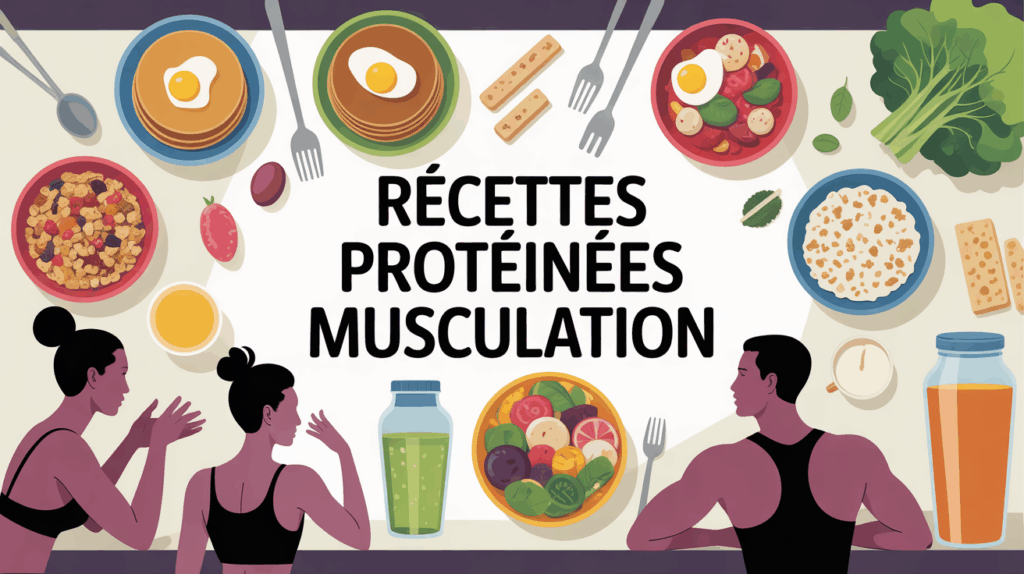 table avec repas protéinés variés musculation
