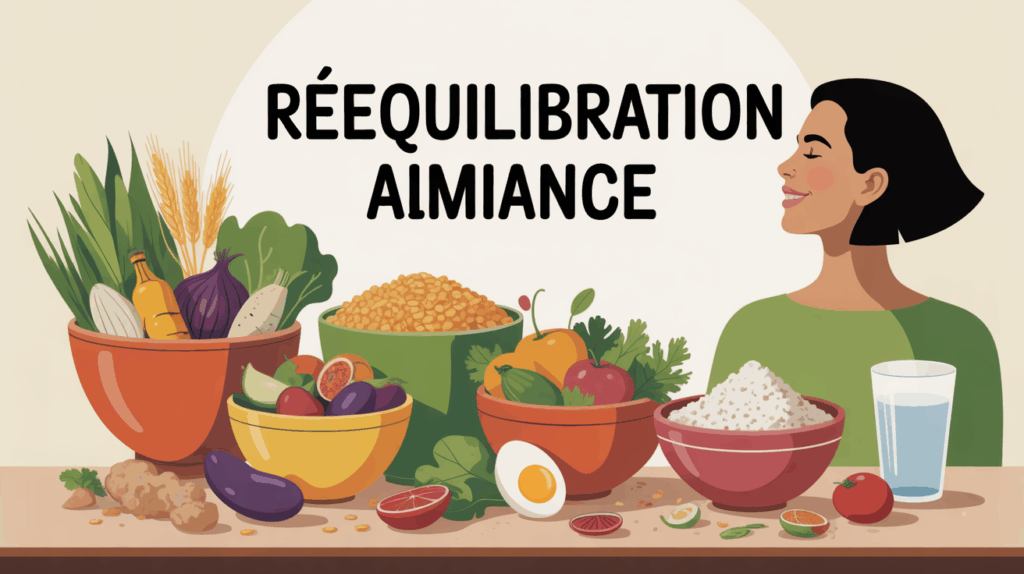 reequilibration alimentaire illustration bol legumes cereales eau