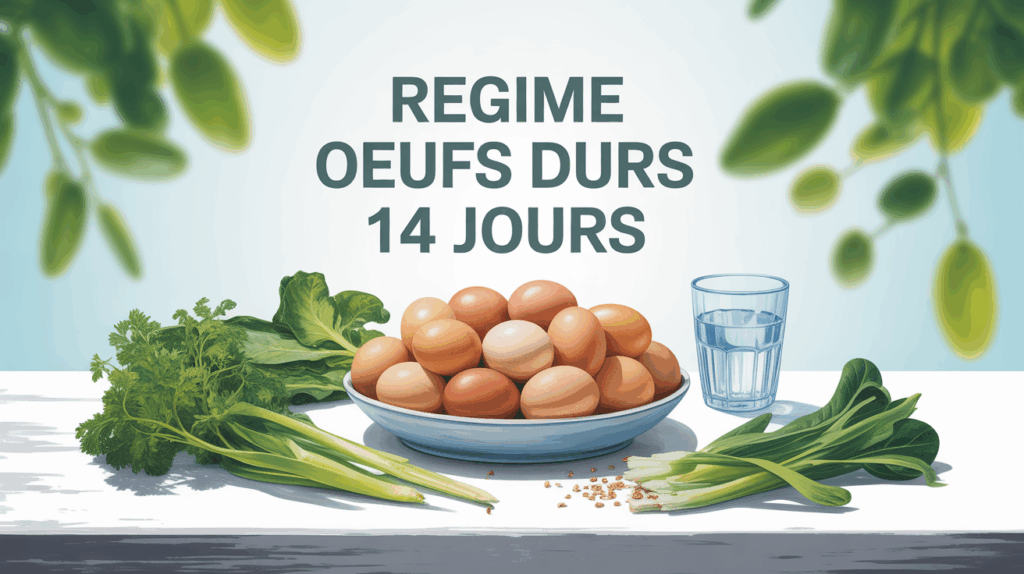 Regime oeufs durs 14 jours assiette oeufs legume eau