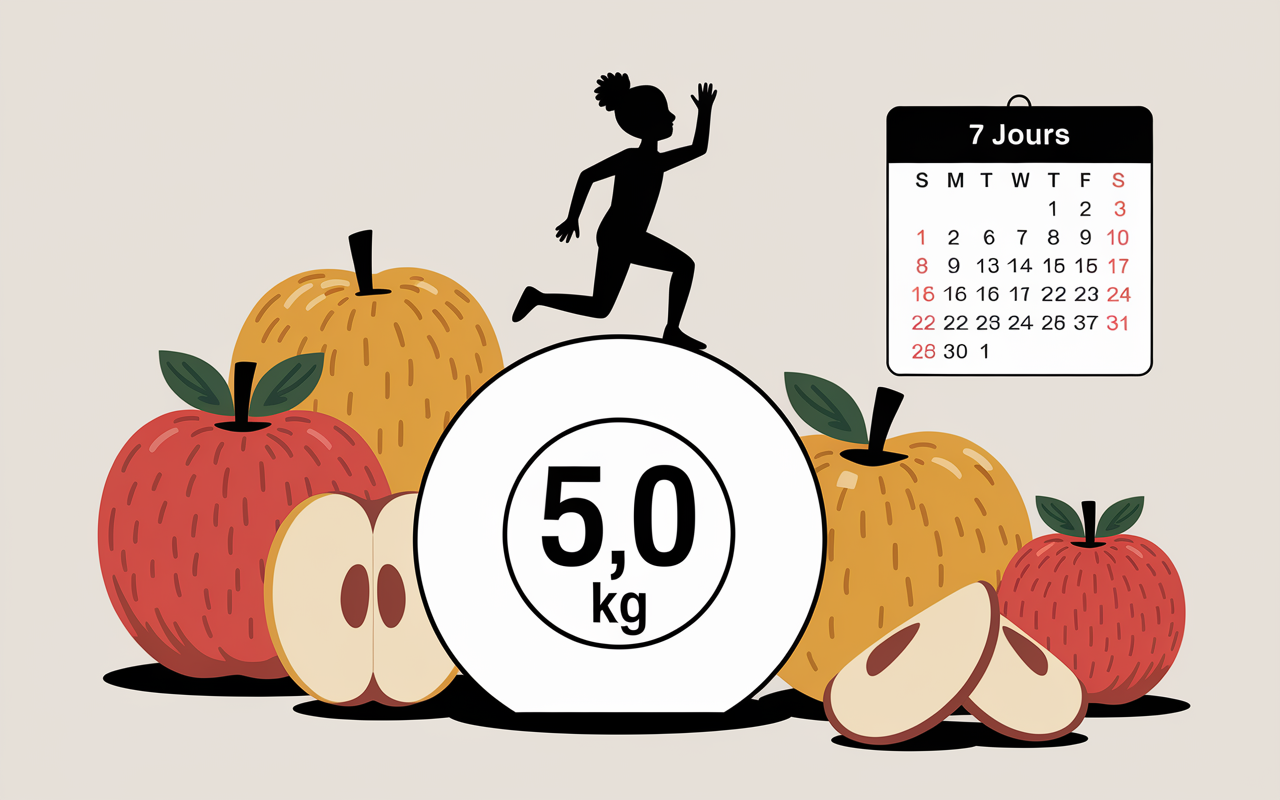 regime pomme perte 5 kilos balance pommes calendrier 7 jours