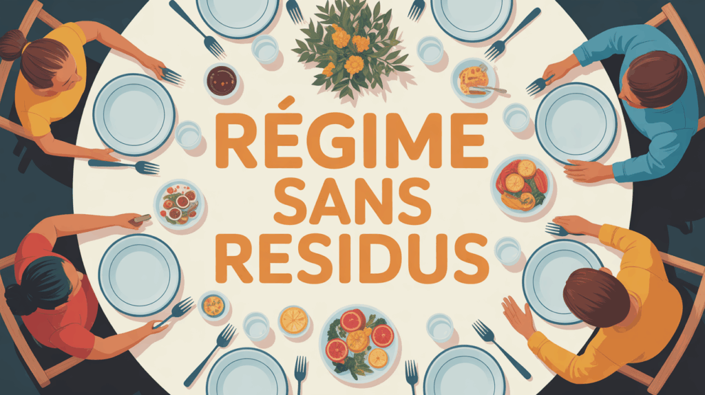 illustration regime sans residus table et plats blancs
