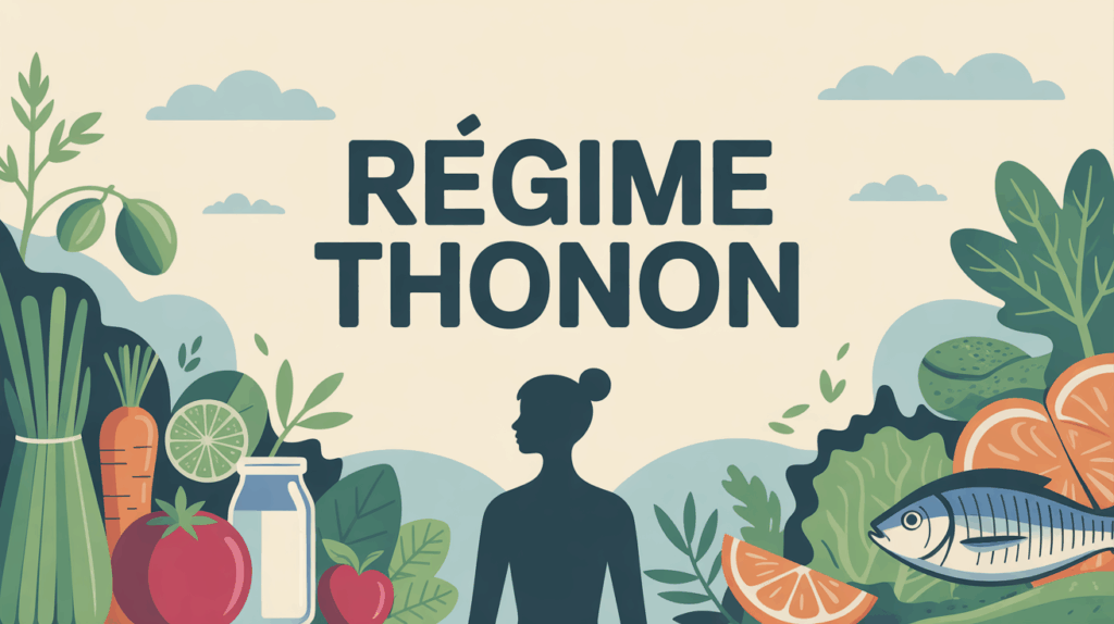 regime thonon avec balance et aliments sains
