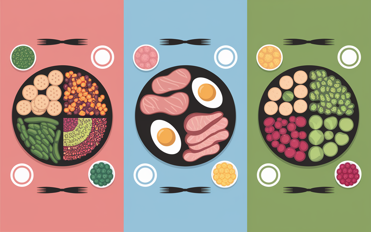 Assiette repas equilibre pour maigrir legumes proteines feculents