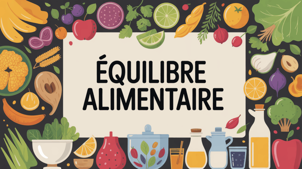table vue dessus équilibre alimentaire fruits légumes céréales huile