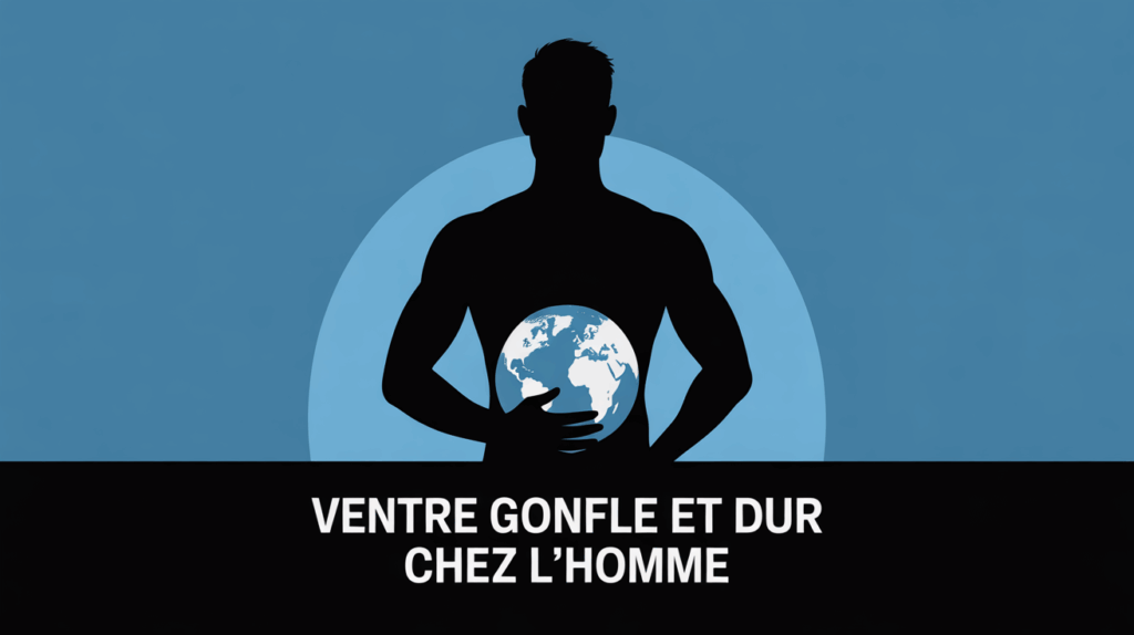 Silhouette homme main ventre gonfle dur