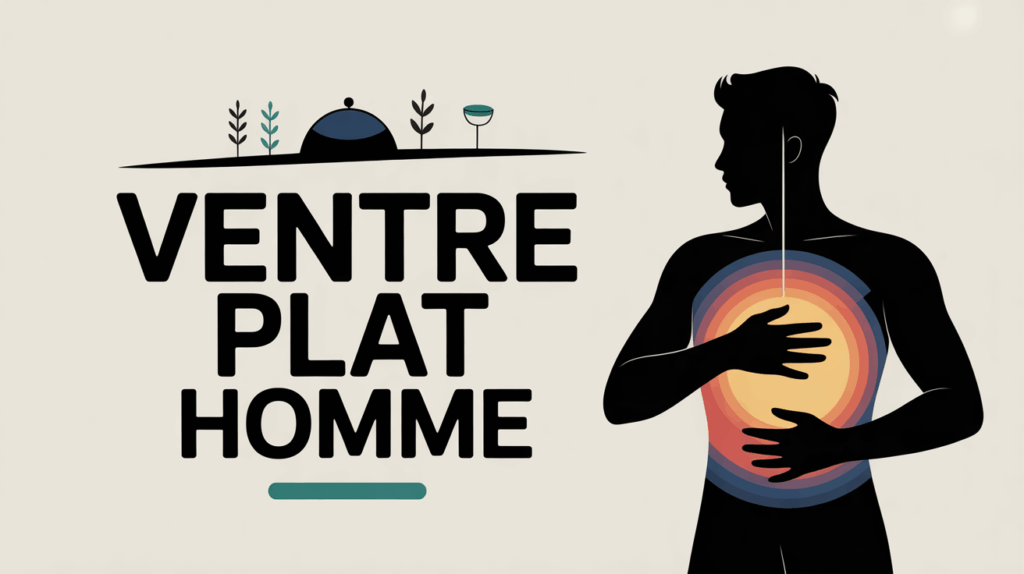 Illustration ventre plat homme silhouette alimentation haltère
