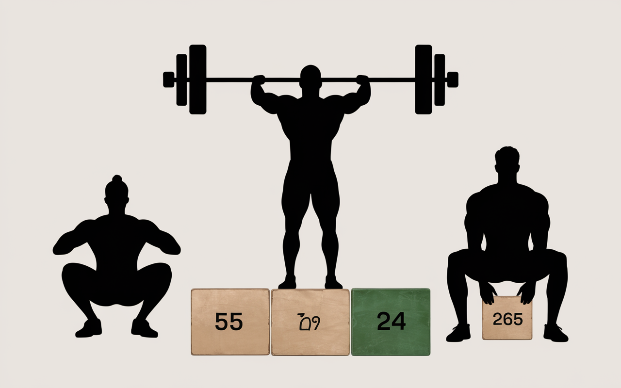 Tableau musculation pour la force exercices 5x5