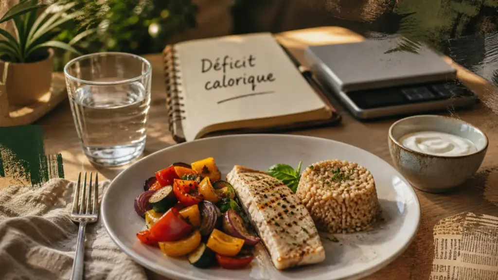 Maigrir vite et bien avec déficit calorique et satiété, assiette équilibrée