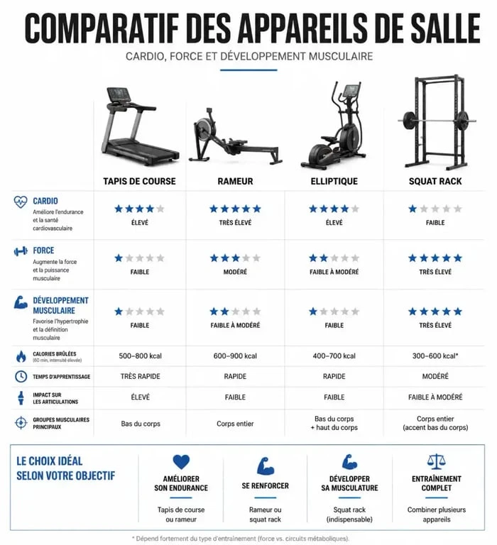 Comparatif des machines de salle de sport pour le cardio et la musculation