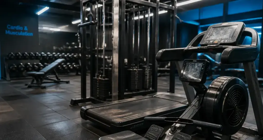 Machines de salle de sport : rameur et tapis de course